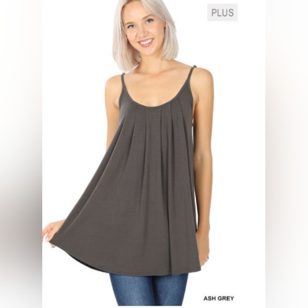 Zenana plus size pleated spaghetti strap cami